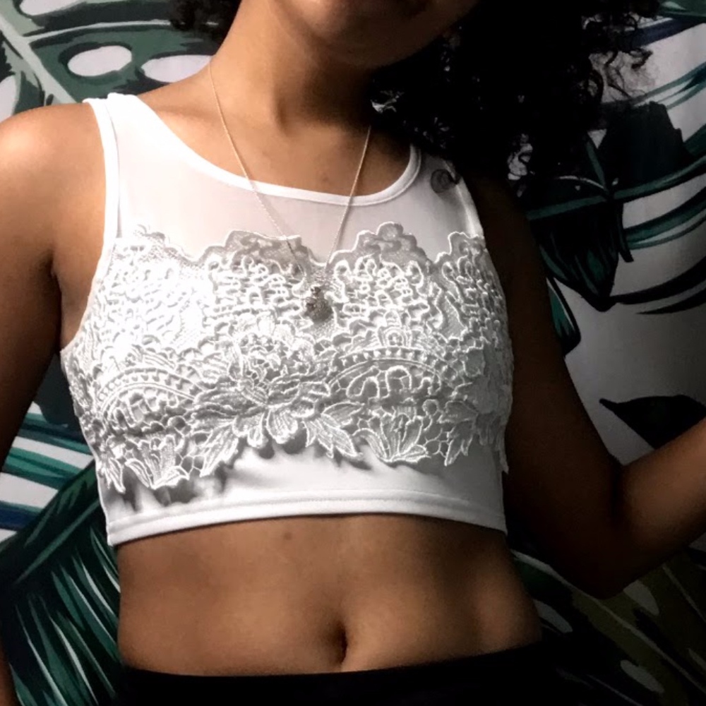 White Floral Crop top